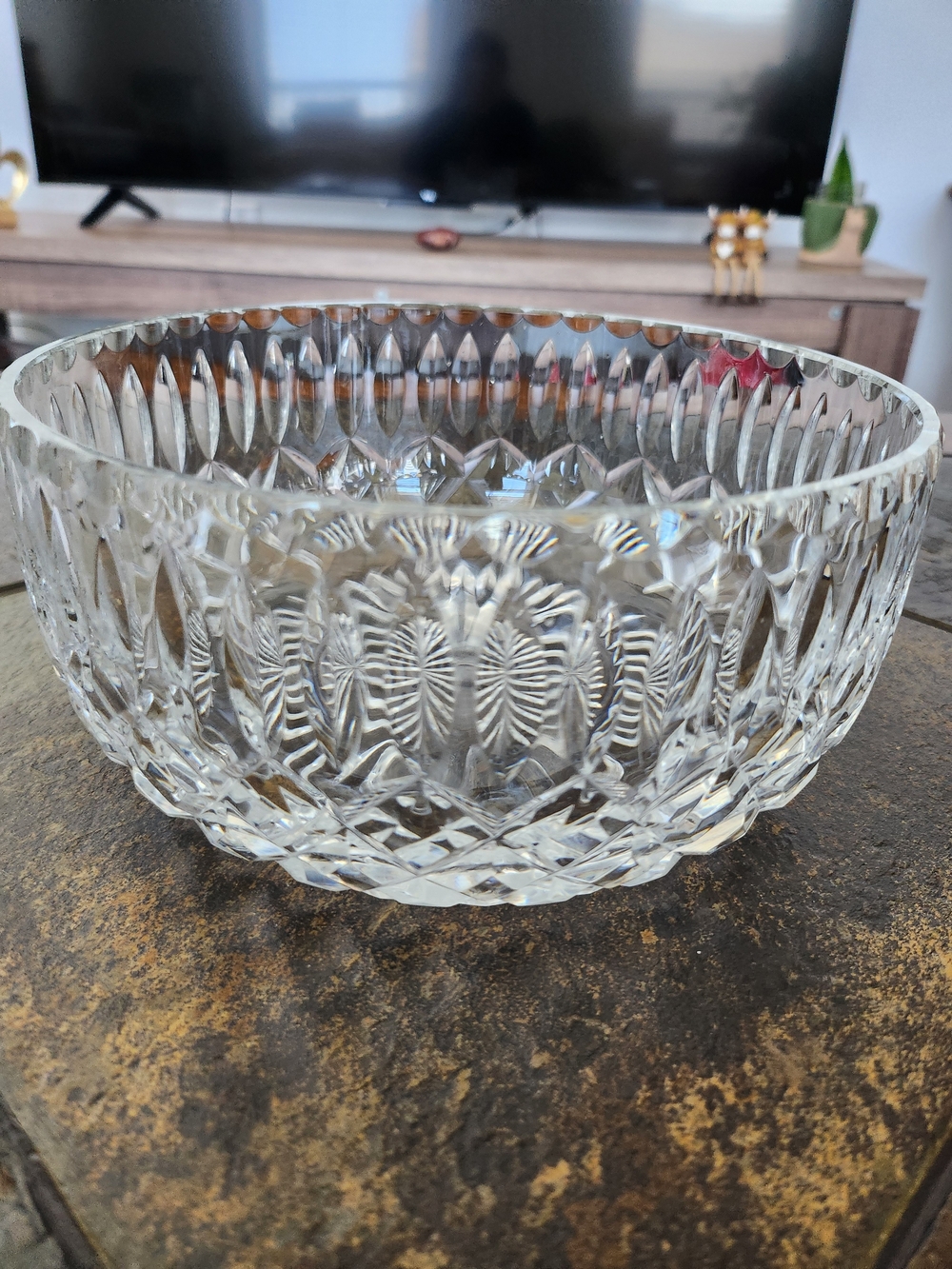 Cut Crystal Glass Serving Bowl - Clear